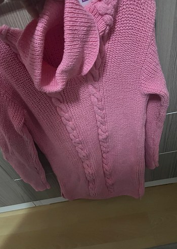 40 Beden pembe Renk Pembe Mini Boğazlı Örgü Kazak