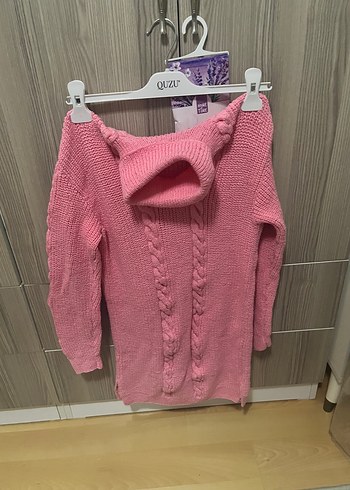 Pembe Mini Boğazlı Örgü Kazak
