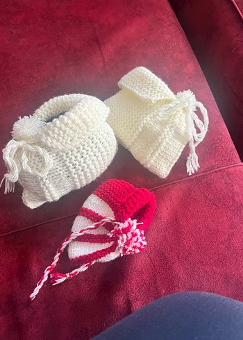 Kız Bebek Beyaz Örgü Patik - Görsel 4