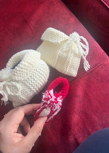 Kız Bebek Beyaz Örgü Patik - Görsel 7