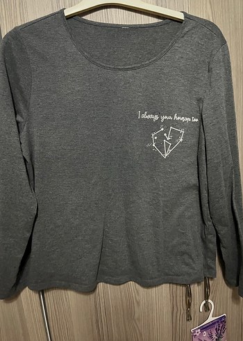 Gri Uzun Kollu Hamile Tişörtü - Görsel 2