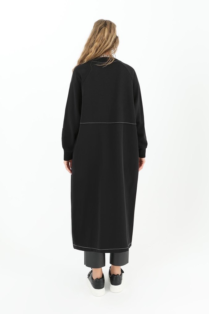 Siyah Uzun Oversize Kadın Kap - Görsel 3