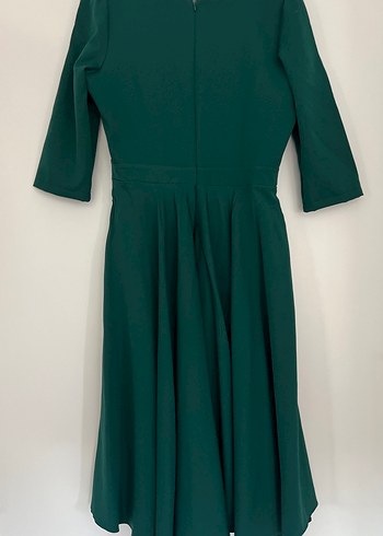 Klasik Yeşil Uzun Pilili Elbise - Görsel 4