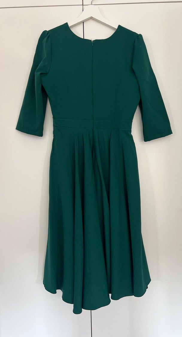 Klasik Yeşil Uzun Pilili Elbise - Görsel 4