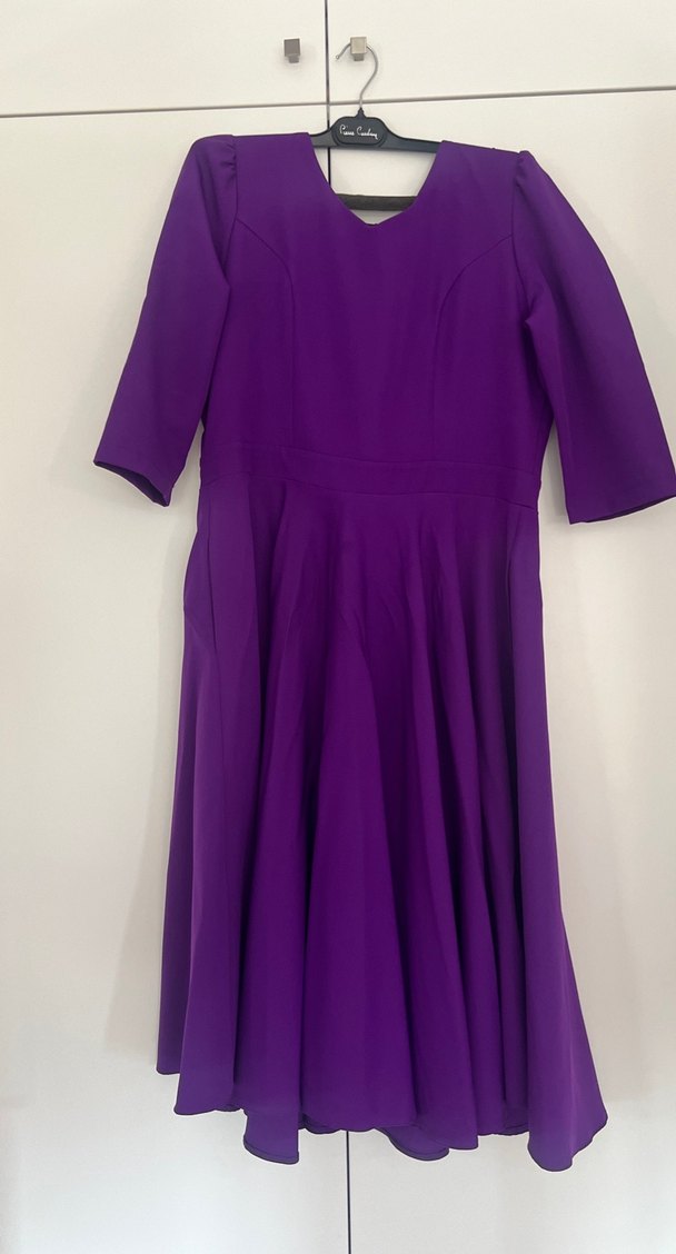 Diger Kadın Mor Uzun V Yaka Elbise - Görsel 2