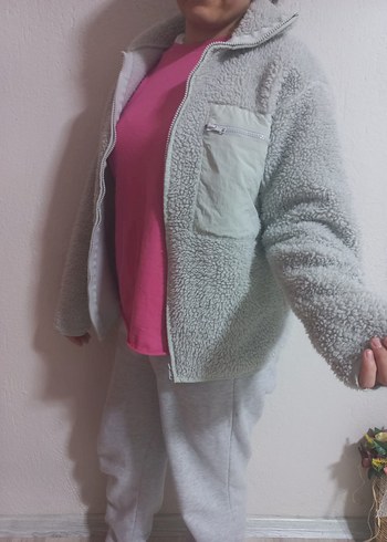 Gri Uzun Kollu Yumuşak Kadın Ceket - Görsel 5