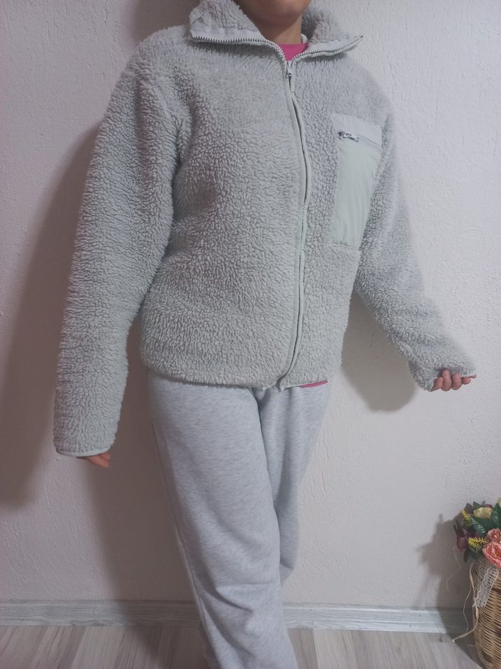 Gri Uzun Kollu Yumuşak Kadın Ceket - Görsel 4