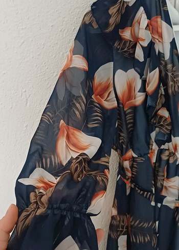 Mavi Bohem Çiçekli Uzun Elbise - Görsel 3