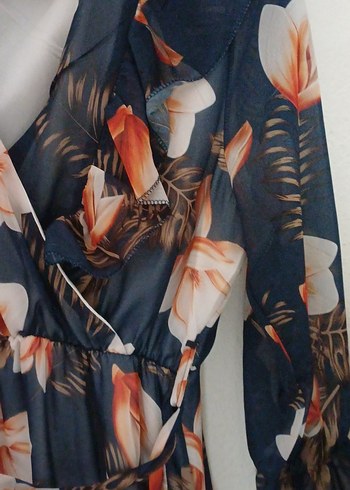 Mavi Bohem Çiçekli Uzun Elbise - Görsel 5