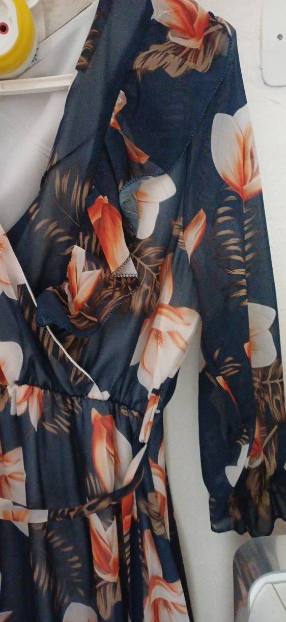 Mavi Bohem Çiçekli Uzun Elbise - Görsel 5