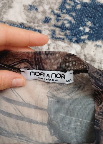 Kahverengi Kısa Kollu Salaş Keten Bluz - Görsel 2