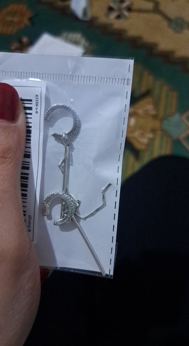 Gri Mini Püsküllü Modern klipsli Küpe - Görsel 3