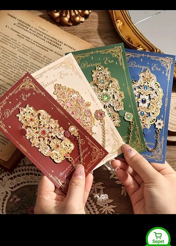 barok stilde metal kitap ayraclari - Görsel 2