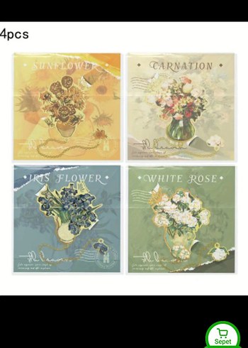 4'lü Çiçek Temalı vintage metal kitap ayraci - Görsel 2