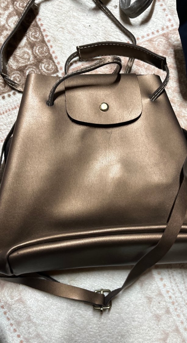 Kahverengi Deri Kadın Çanta Tokalı - Görsel 3