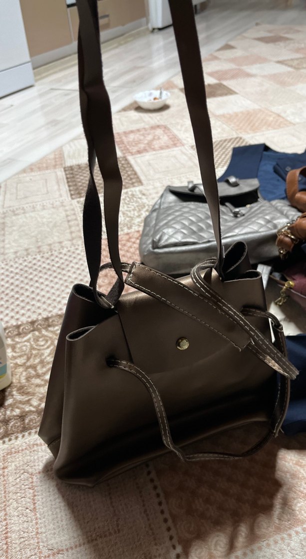 Kahverengi Deri Kadın Çanta Tokalı - Görsel 5