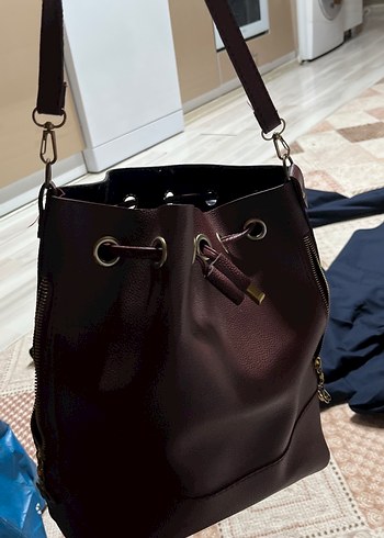 Bordo Deri Kadın Omuz Çantası - Görsel 3