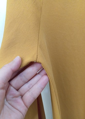 38 Beden sarı Renk Düğmeli Uzun Kadın Tunik