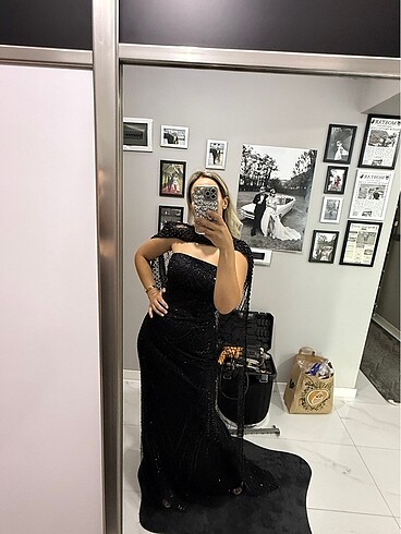 Pelerinli abiye elbise - Görsel 5