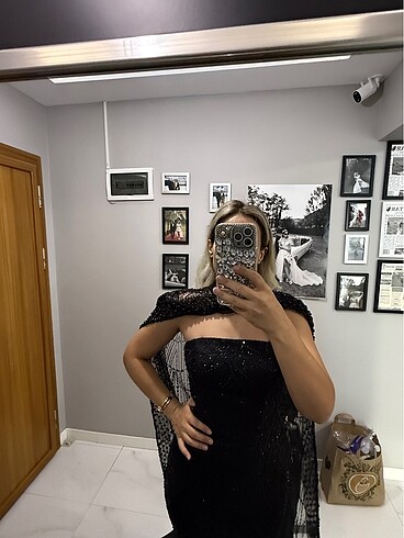 Pelerinli abiye elbise - Görsel 9