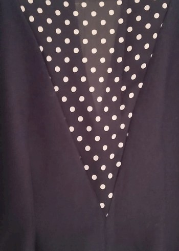 Düğmeli Siyah Puantiyeli Kadın elbise - Görsel 2