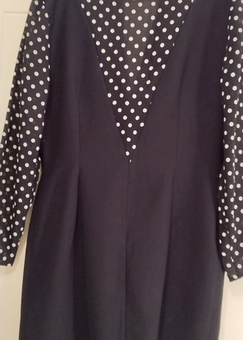 Düğmeli Siyah Puantiyeli Kadın elbise - Görsel 3