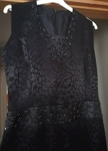 Siyah Uzun V Yaka Gotik Kadın Elbise - Görsel 6