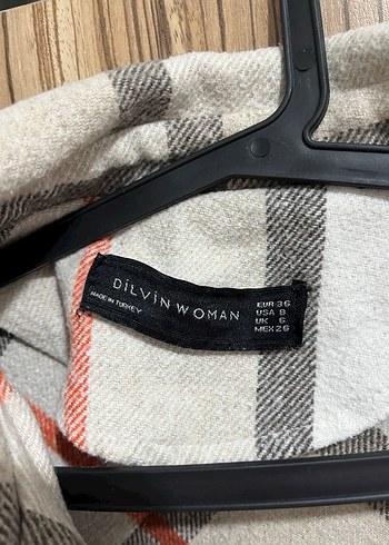 Düğmeli Ekose Kadın Gömlek Ceket - Görsel 2