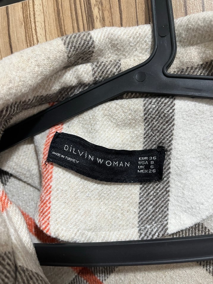 Düğmeli Ekose Kadın Gömlek Ceket - Görsel 2