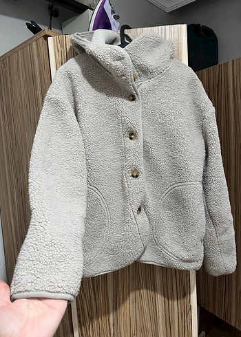 Düğmeli Bej Kadın Kışlık Polar Ceket - Görsel 2