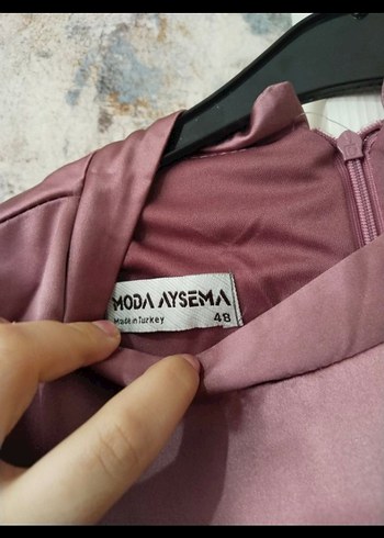 Mor İşlemeli Uzun Kollu Uzun Elbise - Görsel 5