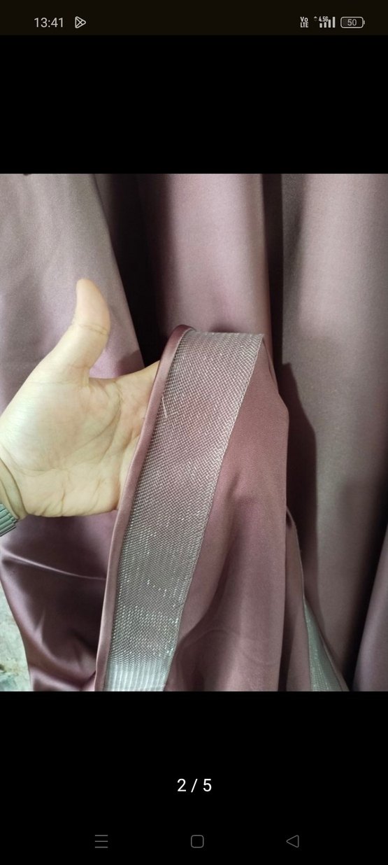 Mor İşlemeli Uzun Kollu Uzun Elbise - Görsel 2