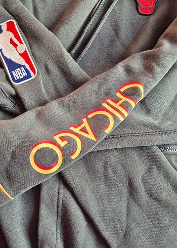 Koyu Gri Chicago Baskılı Fermuarlı Erkek Sweatshirt - Görsel 2