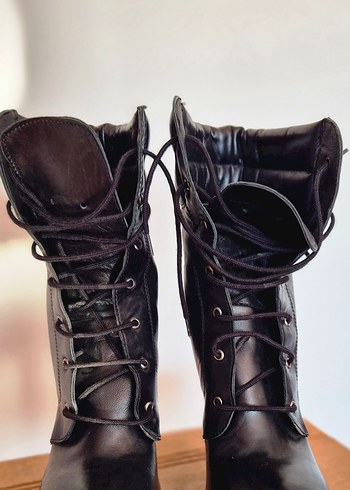 Network Kadın Siyah Deri Topuklu Bot - Görsel 5