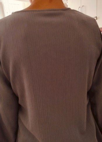 Bohem Stil Gri Keten Hamile Bluzu - Görsel 2