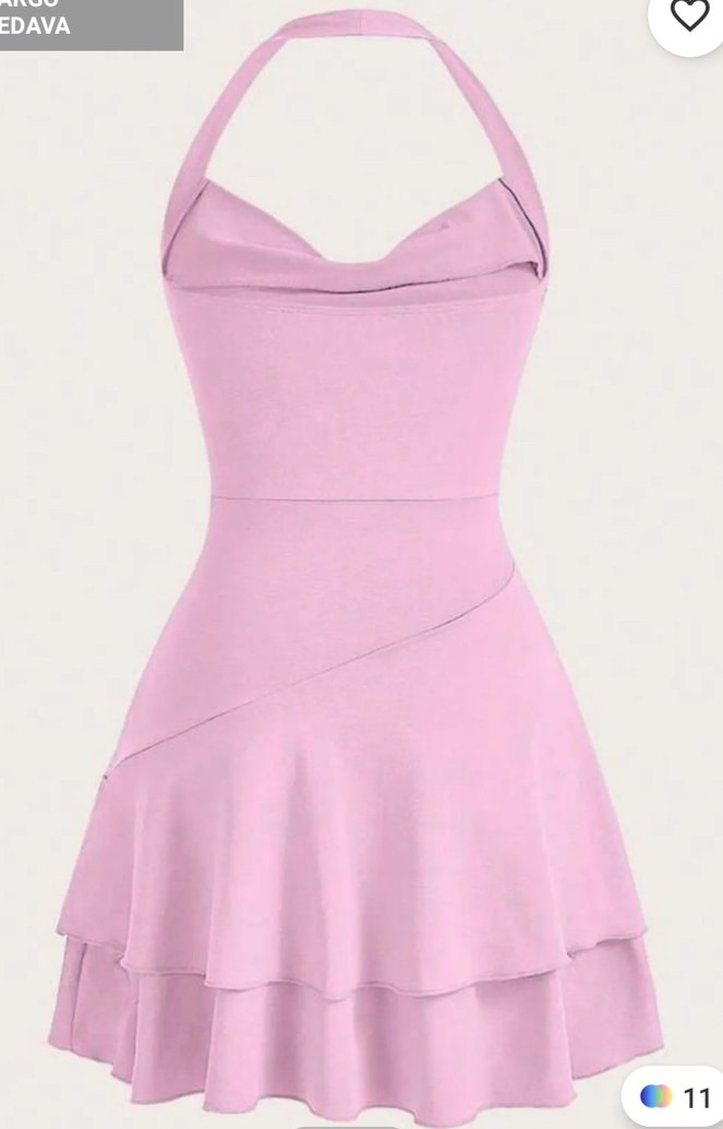 Pudra Pembe Drapeli Midi Elbise - Görsel 2