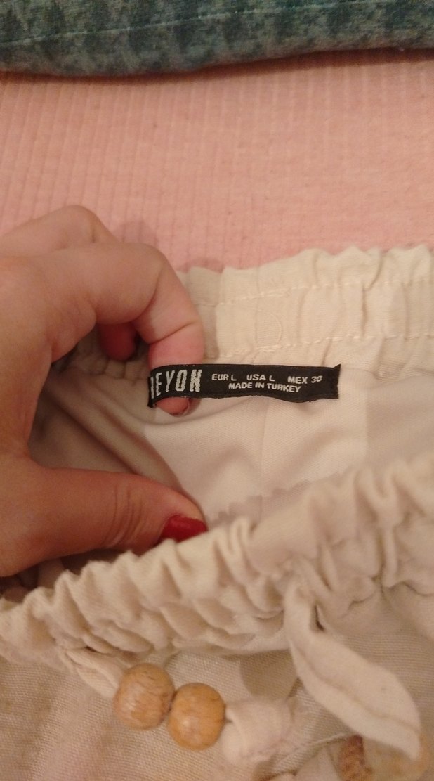 Bej Keten Volanlı Mini Etek - Görsel 3