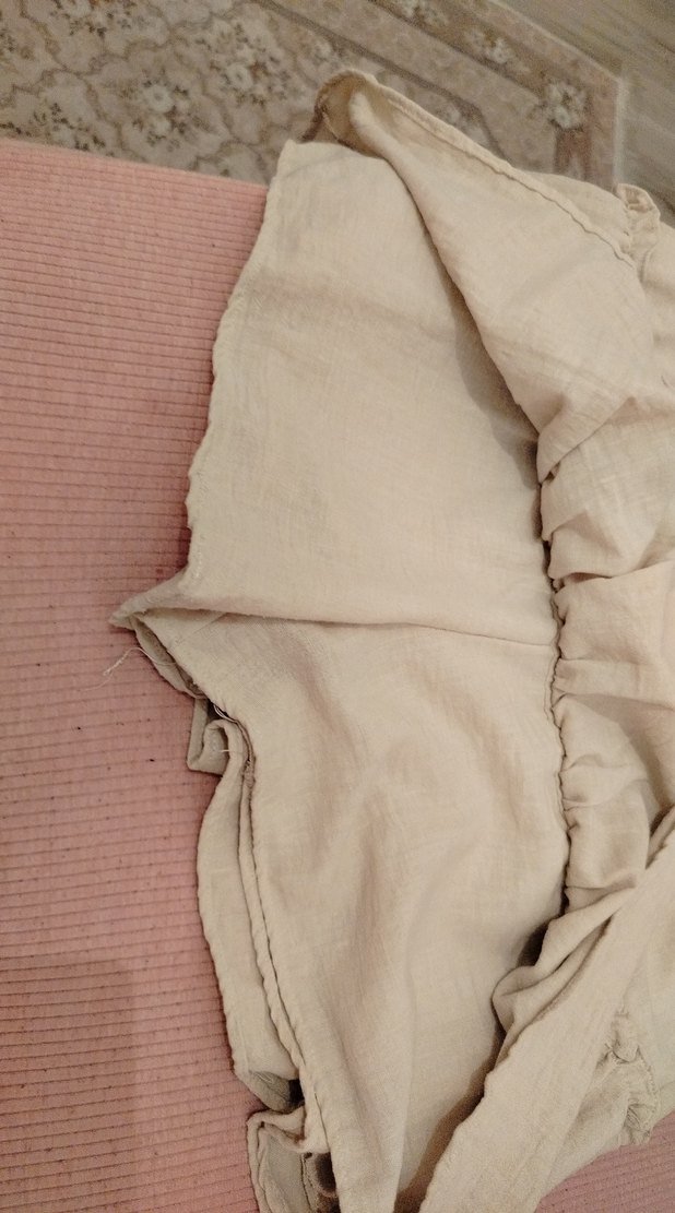 Bej Keten Volanlı Mini Etek - Görsel 2