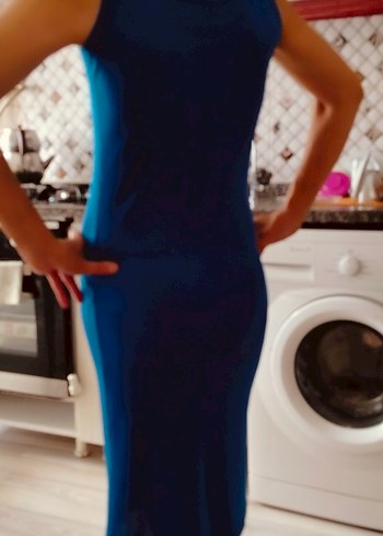 Kadın Lacivert V Yaka Kalem Elbise - Görsel 2