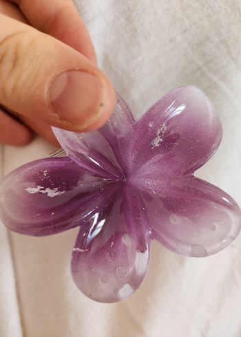 Parlak Mor Cam Lotus Çiçek Saç Tokası
