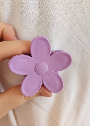 Pastel Mor Çiçek Desenli Elastik Saç Tokası