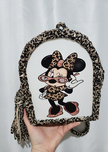 Leopar Desenli Minnie Mouse Çocuk Sırt Çantası