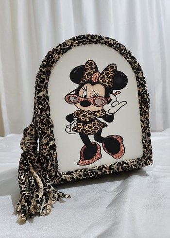 Beden Renk Leopar Desenli Minnie Mouse Çocuk Sırt Çantası