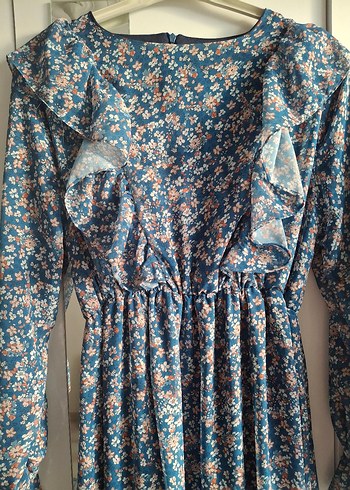 Uzun Kollu Fırfırlı Bohem Elbise - Görsel 3