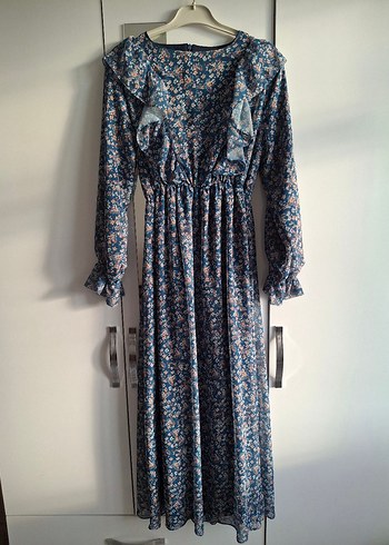 Uzun Kollu Fırfırlı Bohem Elbise - Görsel 2