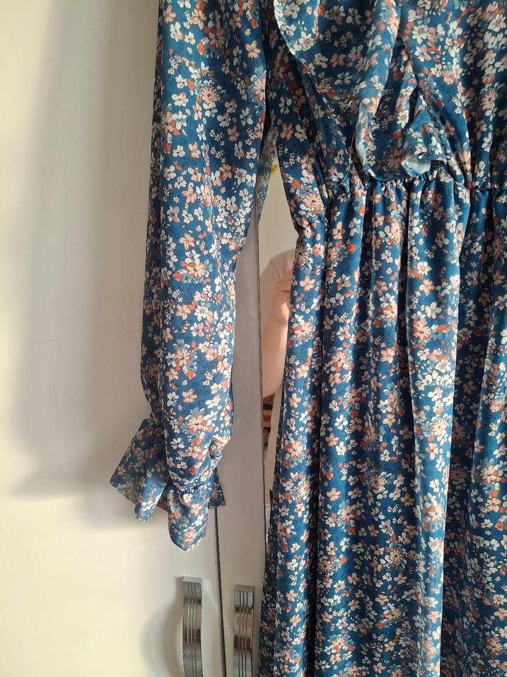 Uzun Kollu Fırfırlı Bohem Elbise - Görsel 4