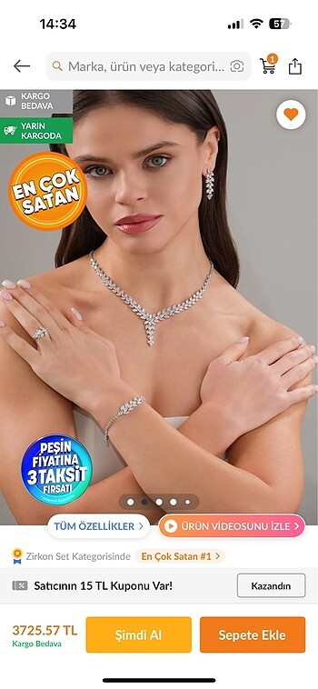 Helen zirkon taşlı takı seti - Görsel 8