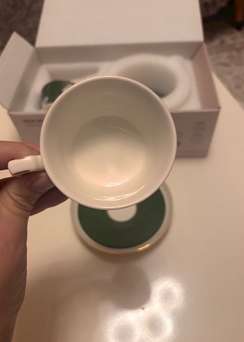 English Home New Bone China Yeşil Kahve Fincan Takımı - Görsel 3