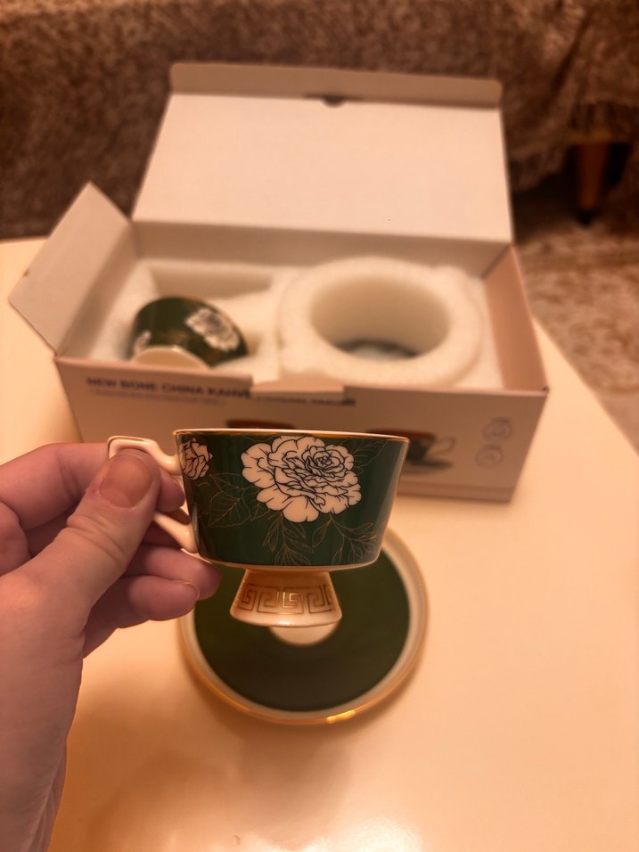 English Home New Bone China Yeşil Kahve Fincan Takımı - Görsel 4