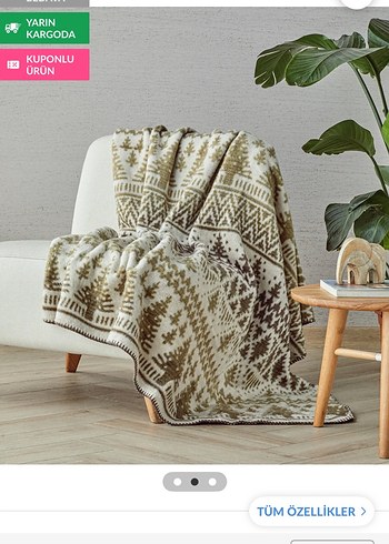 ENGLISH HOME Kahverengi Desenli Battaniye - Görsel 7